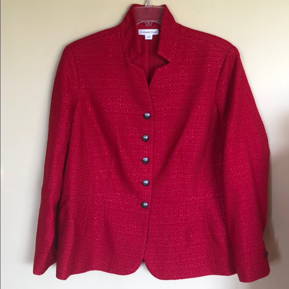 NWT Talbots Cherry Red Textured Peplum Jacket 18